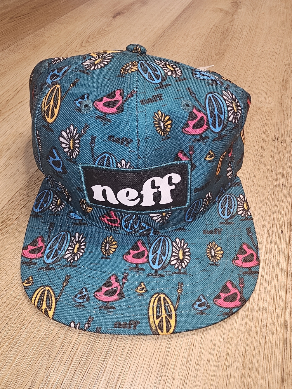 Neff Teal Graphic Snapback Hat - Daisy & Peace Print